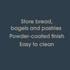 Banner: store bread, bagels and pastries, powder-coated finish, easy to clean