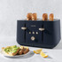 Salter 4-slice grey toaster with toasted bread, avocado toast, and fresh avocado on counter