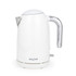White electric kettle with chrome handle, shown side-on