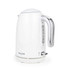 White electric kettle with chrome handle and water level indicator, shown side-on.