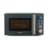 Blue grey microwave oven with digital controls, front view