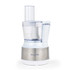 Salter food processor in white and stainless steel, shown upright with clear bowl, front view