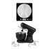 Salter black stand mixer with bowl and attachments, shown with digital kitchen scale