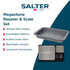 Digital kitchen scale with two platforms, bowl of brown sugar, chocolate pieces, and clear display