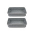 Set of two grey speckled rectangular roasting trays, shown empty.