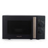 Black and gold Salter microwave oven with two control dials, shown from the front