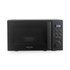 Black microwave oven with digital display and control panel, shown from the front