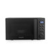 Black countertop microwave oven with digital display, Salter branding, front view.