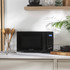Black 20L digital microwave in box, Salter Kuro model, shown on retail packaging