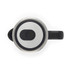 Stainless steel and black electric kettle lid, viewed from above.