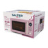 Salter pink retro 20L digital microwave retail box showing product and key features.