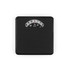 Black mechanical bathroom scale with textured surface, dial display at top.