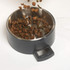 Grey digital pet food bowl with display showing 47g of dry food inside
