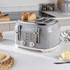 Retro Grey Kettle, 4-Slice Toaster & Microwave Set