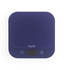 Blue digital kitchen scale with display and buttons, top view