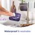 Purple digital kitchen scale with fresh blueberries on weighing surface