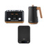 Black and wood finish toaster, kettle, and digital kitchen scale set