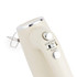Cream electric hand mixer close-up showing control buttons and speed settings