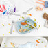 Children’s silver cutlery set with engraved farm animal faces on handles