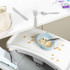 Children’s silver cutlery set with engraved farm animal faces on handles