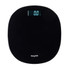 Black digital bathroom scale with Salter branding and illuminated display, top view