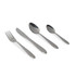 Set of four silver stainless steel cutlery items: fork, knife, tablespoon, teaspoon