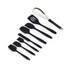 8-piece black kitchen utensil set with spatulas, slotted turner, whisk and basting brush