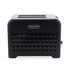 Black two-slice Salter toaster with textured front, shown from side.