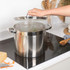Silver stainless steel stock pot with glass lid and side handles