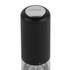 Black electric salt or pepper mill with chrome top, Salter brand, upright view