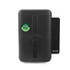 Black dual chamber salt and pepper grinder with PFAS free badge, front view.