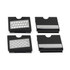 Set of four black and silver slicer and grater blades for food preparation
