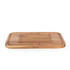 Large wooden carving board with crumb grooves and textured centre, shown from front angle.