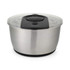 Salter stainless steel ice cream maker with clear lid, shown from the front