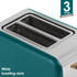 Elder 2 Slice Toaster, 6 Levels Of Variable Browning, 850 W, Teal, Wood 