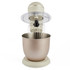 Cream stand mixer and matching hand mixer on kitchen counter