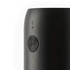 Black insulated travel mug showing side with button and charging symbol