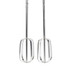 Pair of metal hand mixer beaters, silver, shown against white background