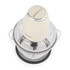 Food processor blade assembly with black plastic centre and two silver metal blades, shown upright