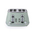 Sage green four-slice toaster, front view
