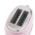 Pink 2-slice toaster, top view showing slots and chrome trim