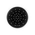 Black perforated pizza tray, round, non-stick, Salter branding visible.