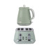 Green ribbed kettle and 4-slice toaster set, shown on white background