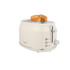 Cream two-slice toaster with Salter logo, showing toasted bread, front view.