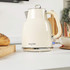 Cream electric kettle with chrome trim and Salter branding on kitchen worktop