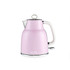 Pink electric kettle with white handle, shown upright on white background