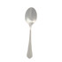 Stainless steel dessert spoon with patterned handle on white background