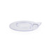 Clear plastic food processor lid with spout, shown on white background