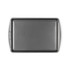 Grey non-stick baking tray with raised edges, viewed from above.