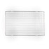 Silver cooling rack for baking, rectangular wire grid seen from above